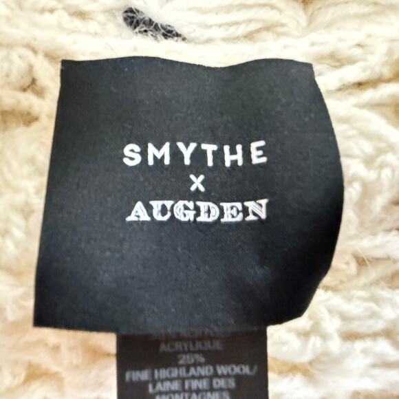 Smythe x Augden Sweater Size XS Long Oversized Open Knit Crochet Alpaca Wool - Picture 12 of 14